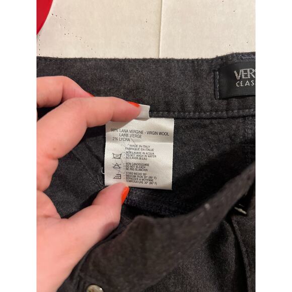 Versace Classic V2 Men's Vintage Gray Wool Dress Pant Italy 29x 28 Old Money 90s - Picture 7 of 11